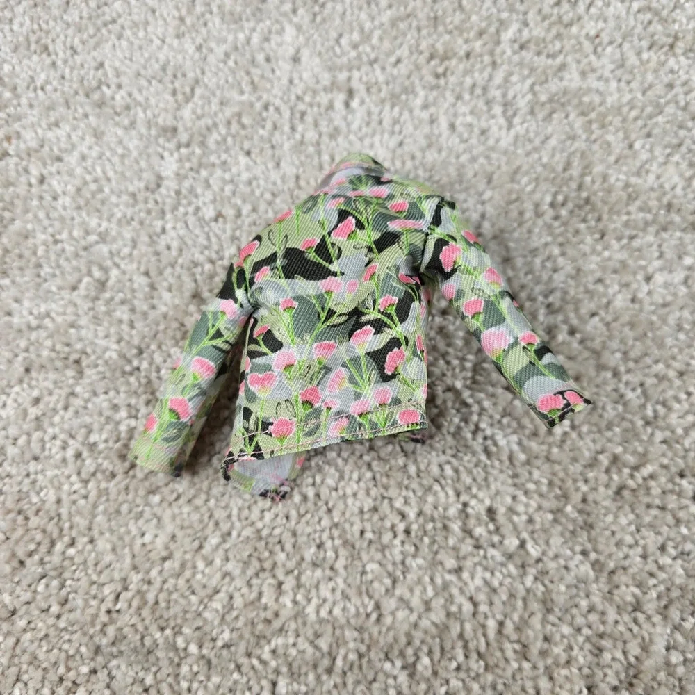 Mattel Barbie Doll Jacket Green Pink Floral Print Fashion Accessory